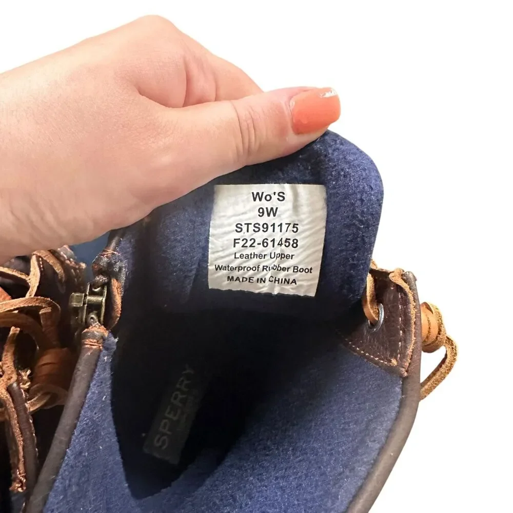 SPERRY Saltwater Duck Boot Brown/Navy NWOT w BOX‎ Sz 9